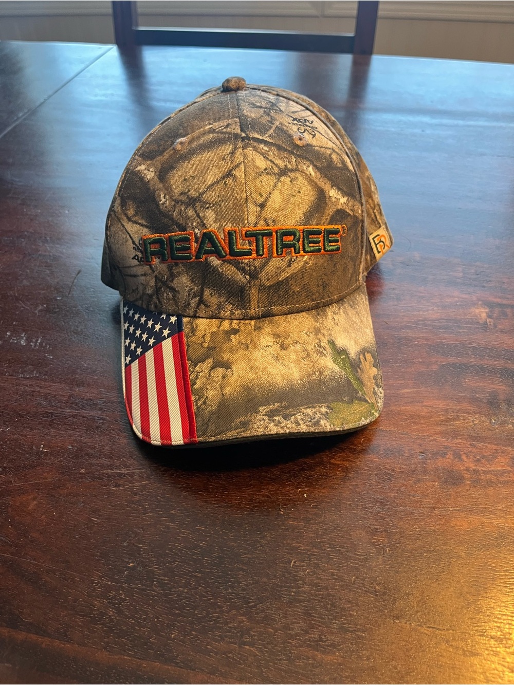 Realtree Mossy Oak Camo Hat with American Flag Brim
